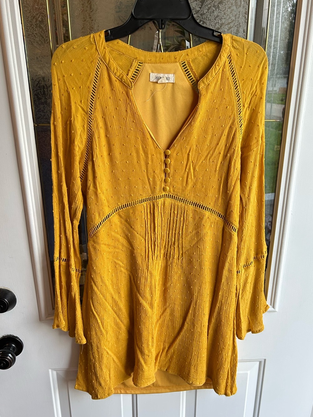 Mustard Yellow Women's Boho Tunic Dress